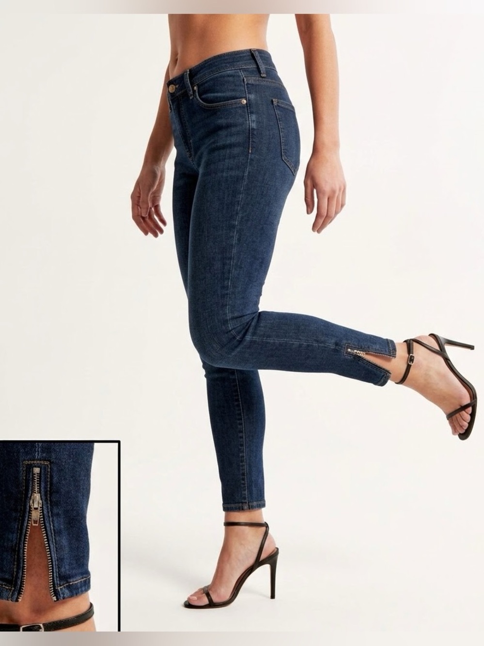Pilcro and the Letterpress Women’s Dark Blue Wash Skinny Jeans with Ankle Zip 26
